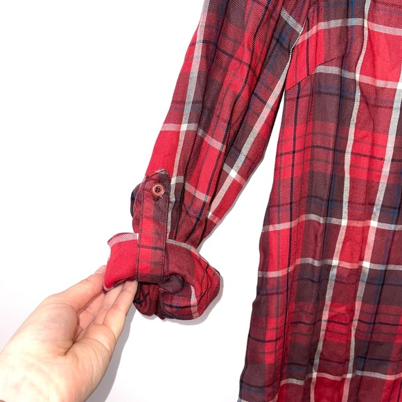 Francesca’s Miami NWT Red & Black Plaid Button Down Tunic Top Small Women’s - Picture 5 of 12